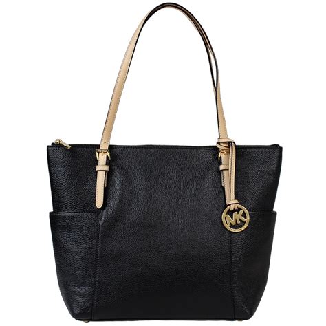 michael kors jet set east west leather tote bag black|Michael Kors saffiano jet set.